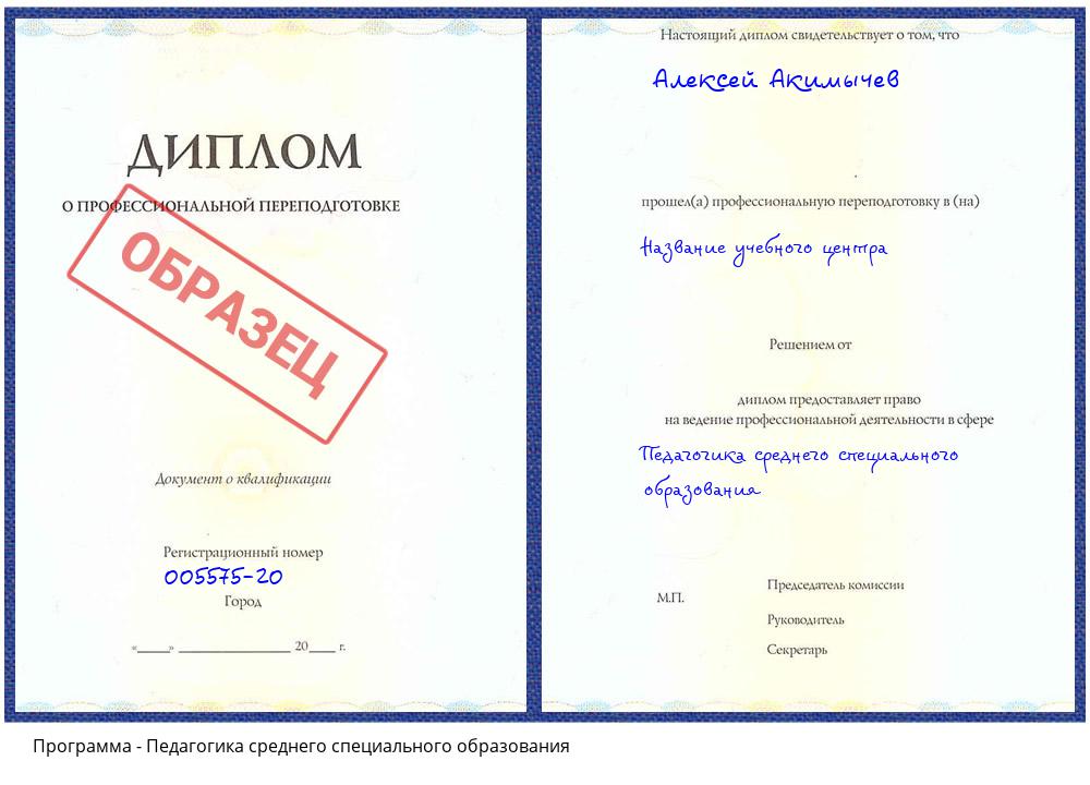 Педагогика среднего специального образования Орехово-Зуево