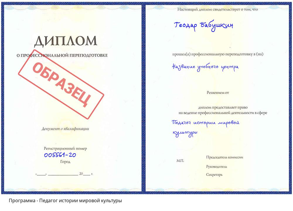 Педагог истории мировой культуры Орехово-Зуево