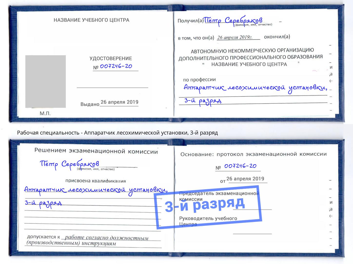 корочка 3-й разряд Аппаратчик лесохимической установки Орехово-Зуево